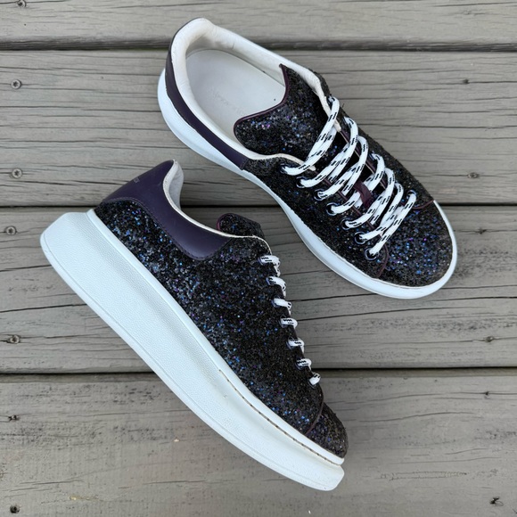Alexander McQueen Oversized Purple Glitter Sneakers size 39